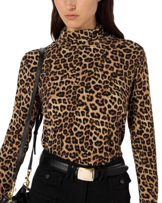 Helene Mock Neck Leopard Print Top | Bloomingdale's (US)