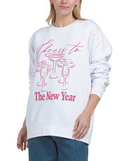 Cheers To New Year Crew Neck Sweatshirt | Long Sleeve Tops | Marshalls | Marshalls