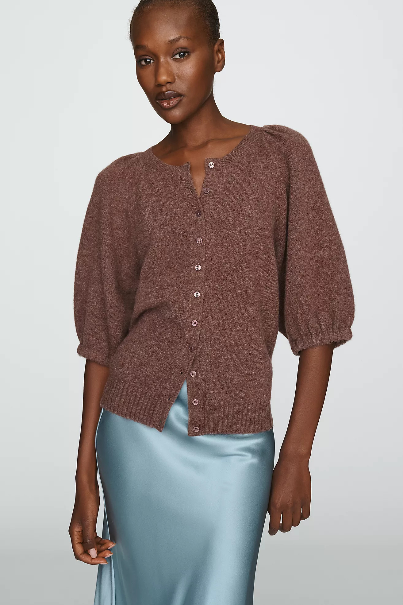 By Anthropologie Puff-Sleeve Cardigan Sweater | Anthropologie (US)