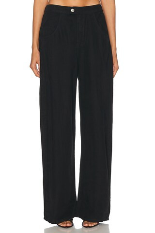 EB Denim Eddie Bowed Linen Pant in Black | FWRD 