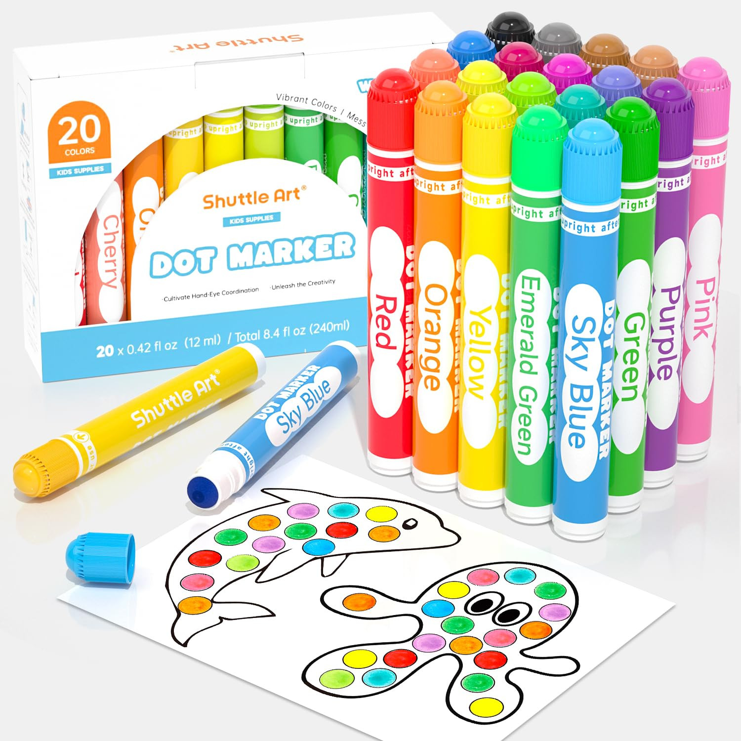 Shuttle Art Dot Markers, 20 Colors Washable Markers for Toddlers,Bingo Daubers Supplies Kids Pres... | Amazon (US)
