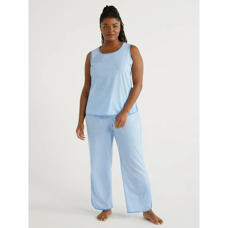 Joyspun Women's Cotton Blend Tank Top and Pants Pajama Set, 2-Piece, Sizes S to 3X | Walmart (US)