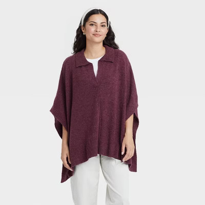 Women's Collar Pullover - A New Day™ Burgundy One Size | Target