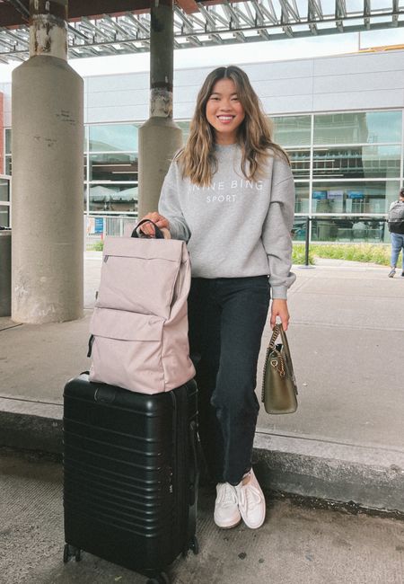 It’s officially time for 🥹❤️ wearing my airport outfit - madewell denim, Anine Bing sweatshirt, madewell sneakers, & Celine nano luggage tote 

Backpack is everlane & suitcase is Beis!  

#LTKCon #LTKSeasonal #LTKCon #LTKtravel