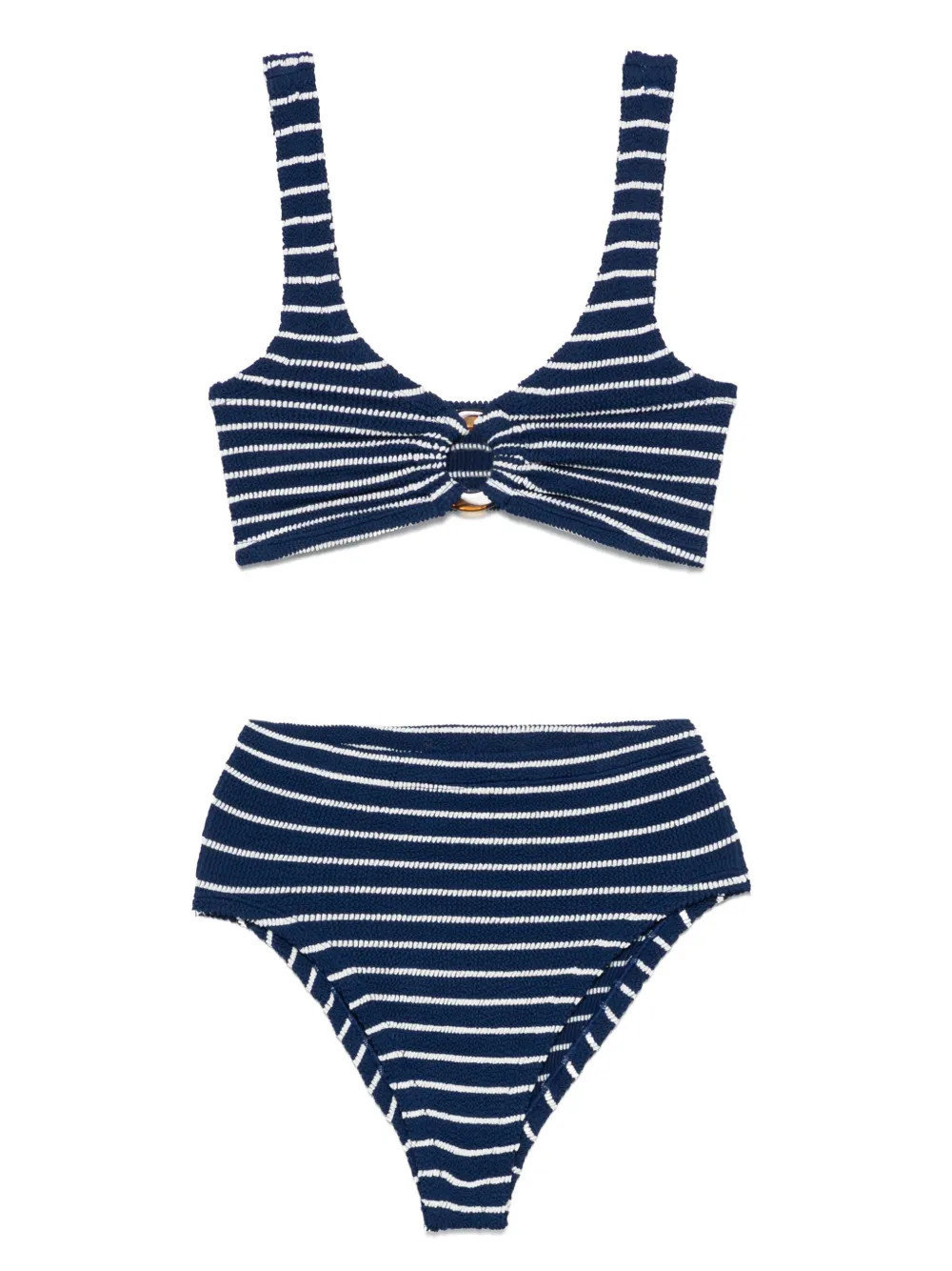 Hunza G - Conjunto de biquíni listrado - mulher - Poliamida/poliéster reciclado/Lycra - Tamanho único - Azul | Farfetch (BR)