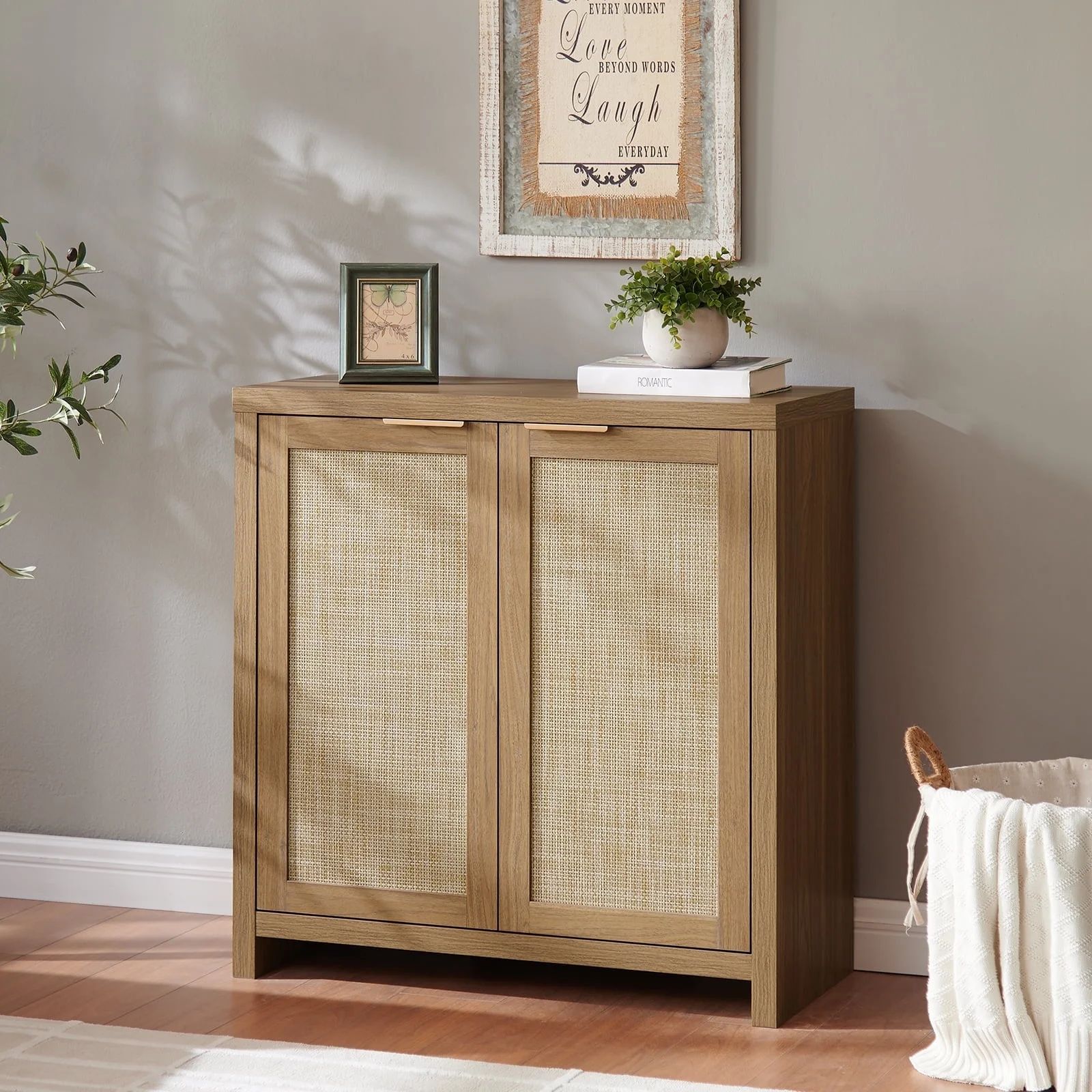 OAKHAM Sideboard Buffet Cabinet, Rattan Cabinet with Doors Farmhouse Kitchen Storage Cabinet, Boh... | Walmart (US)