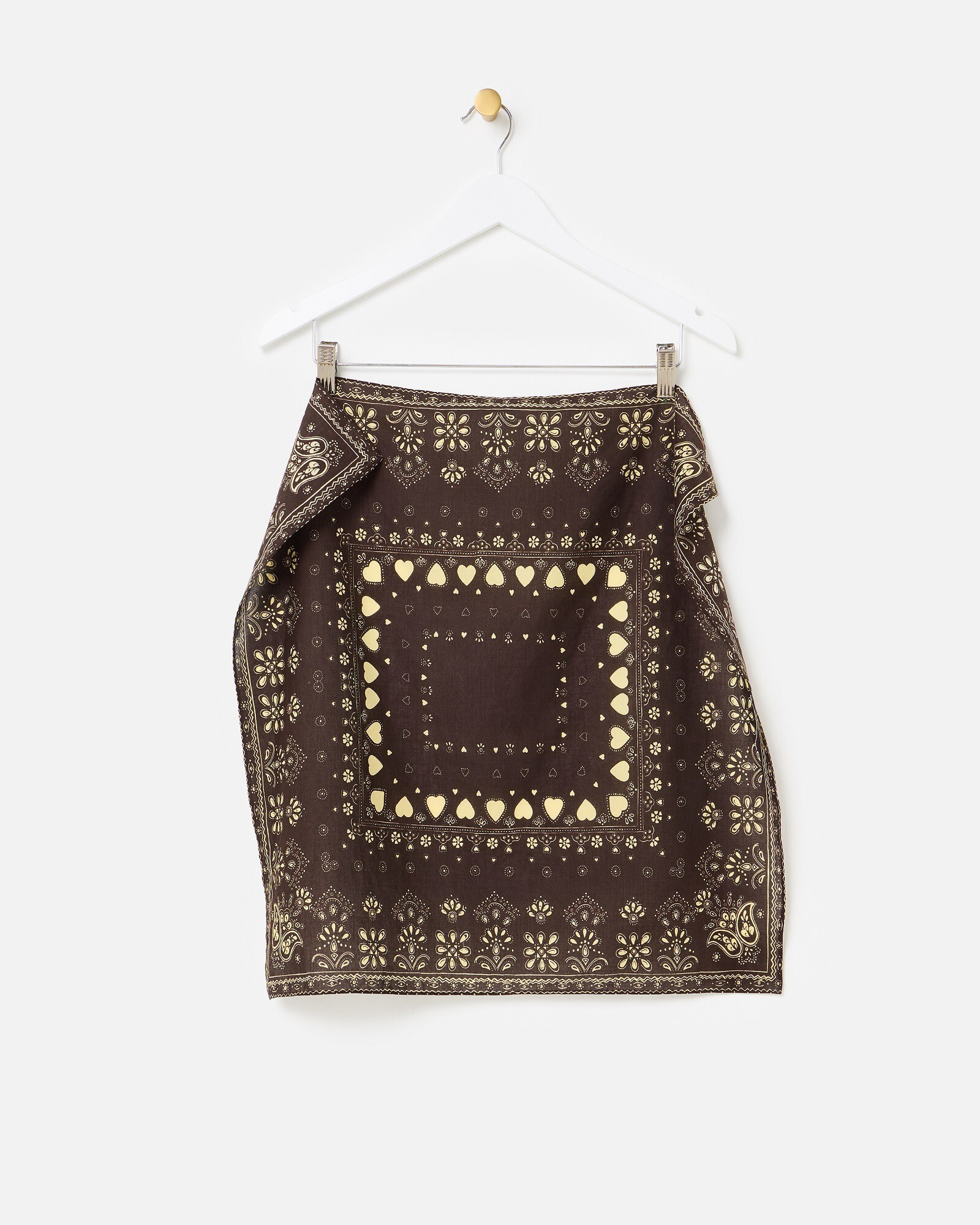 Chocolate Brown & Butter Yellow Bandana Cotton Square Scarf | Oliver Bonas (Global)