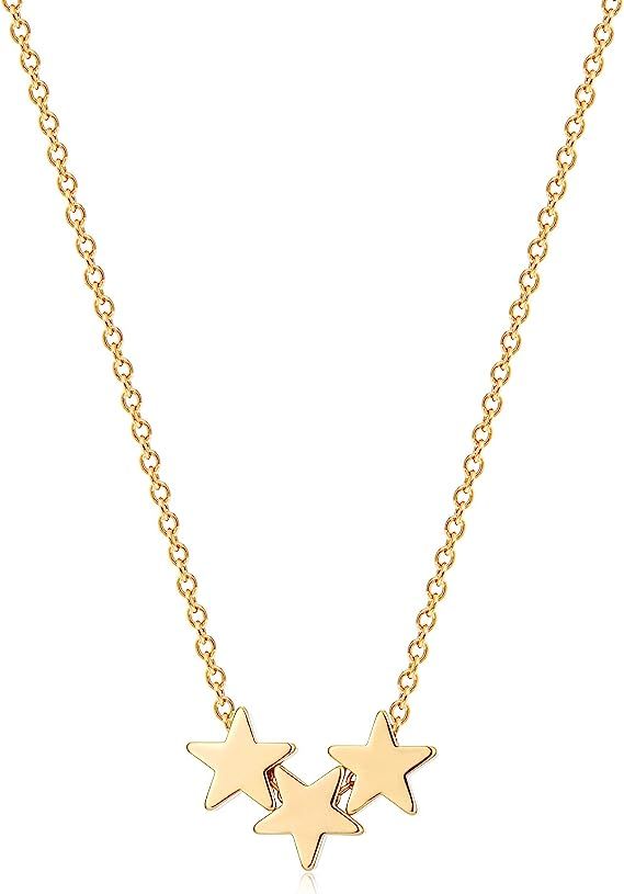 MEVECCO Lucky Star Pendant Necklaces,18k Gold Plated Three Stars Handmade Generations Necklace fo... | Amazon (US)