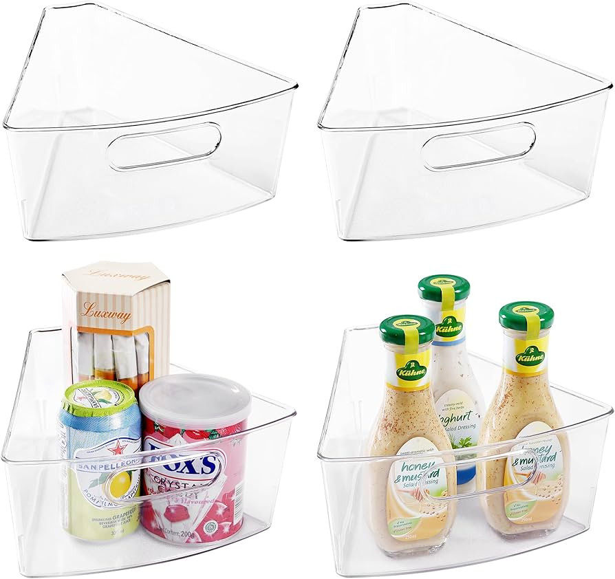 Oubonun Lazy Susan Organizers Set of 4, 10.2”x 9.4”x 4” Plastic Transparent Kitchen Cabinet... | Amazon (US)