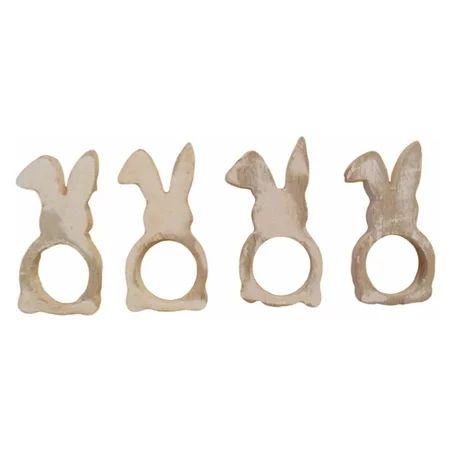Wooden Easter Bunny Rabbit Napkin Rings Set of 4 | Walmart (US)