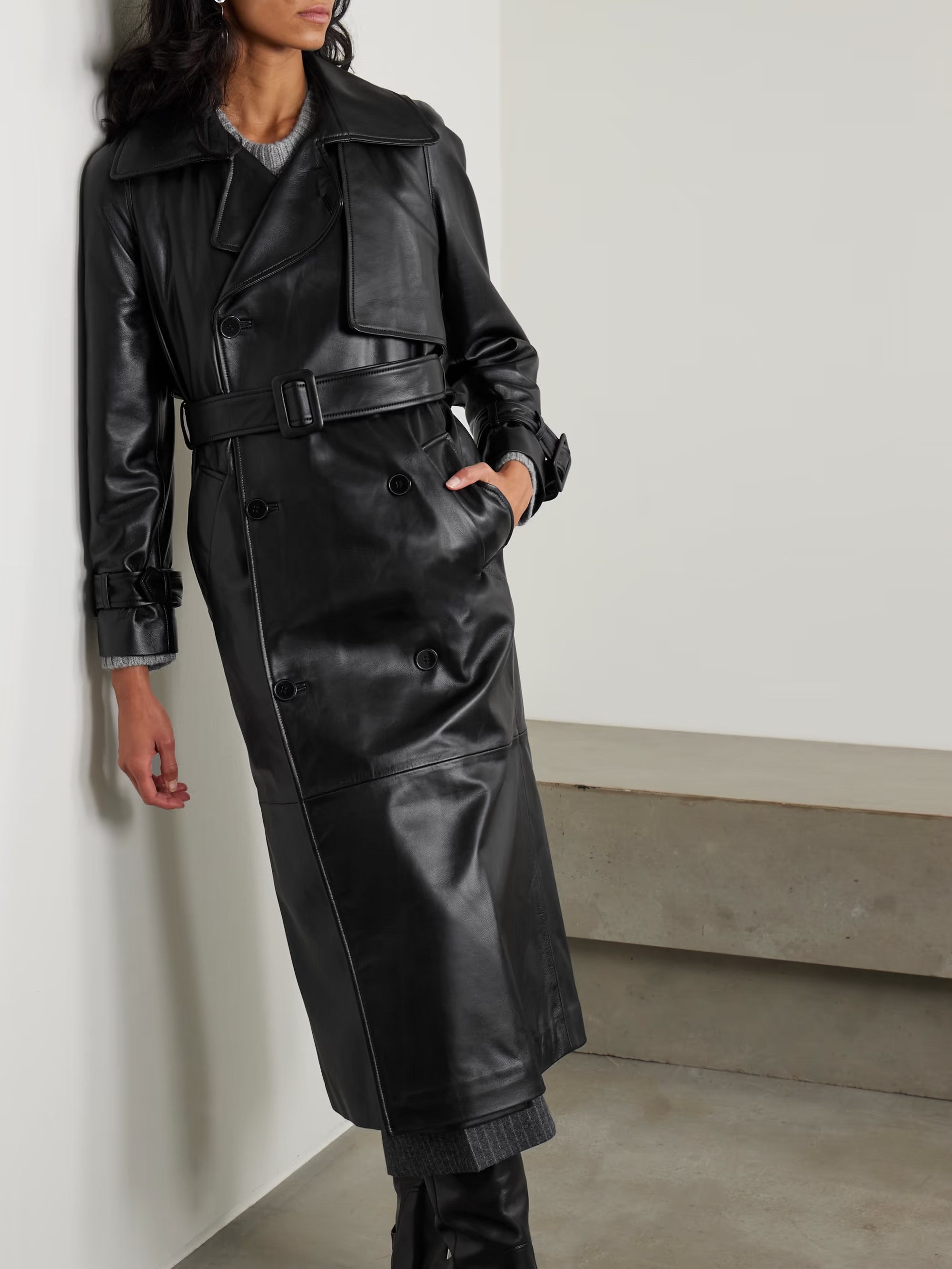 Henri belted leather trench coat | NET-A-PORTER (US)