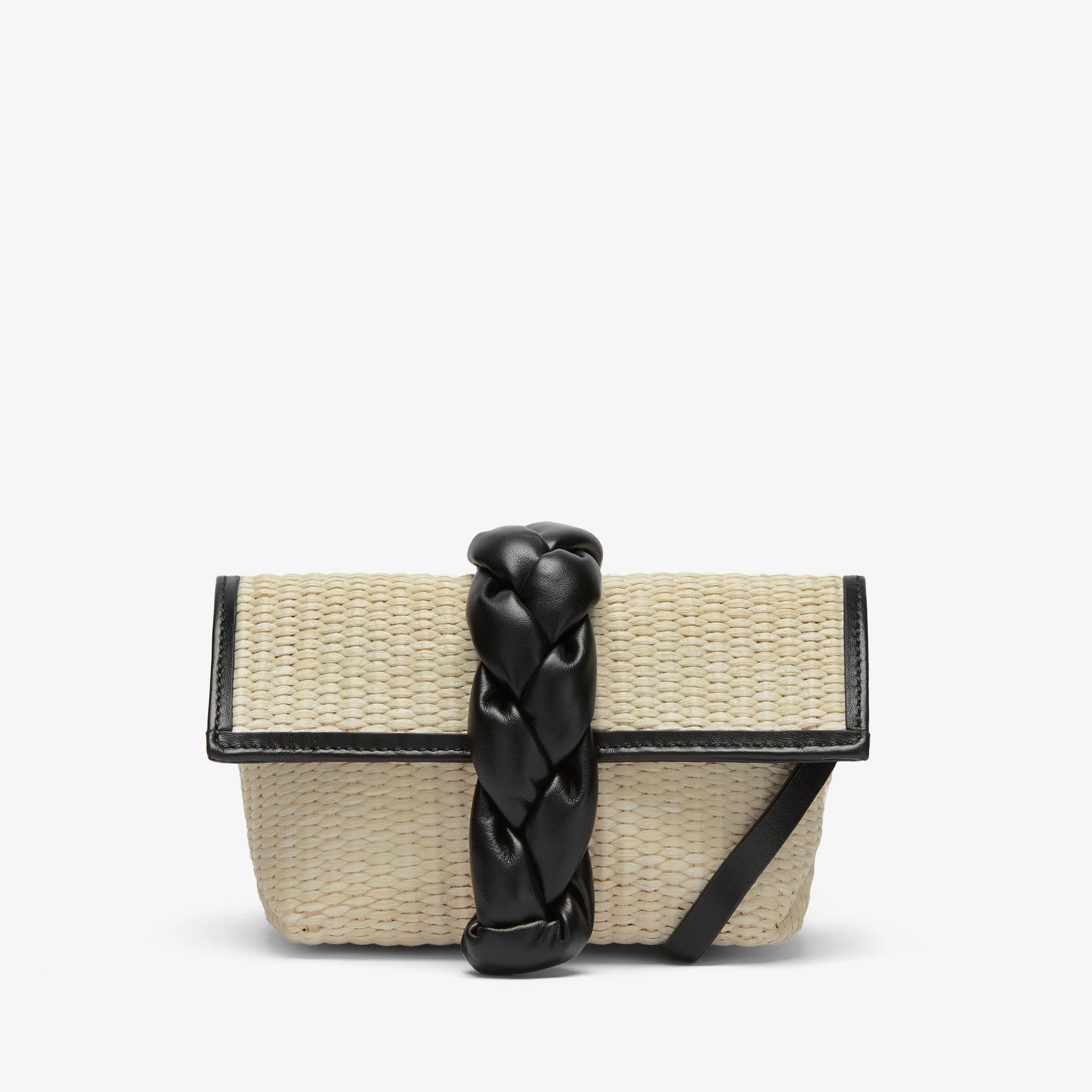 The Mini Verona | Natural Raffia Black Smooth | DeMellier | DeMellier