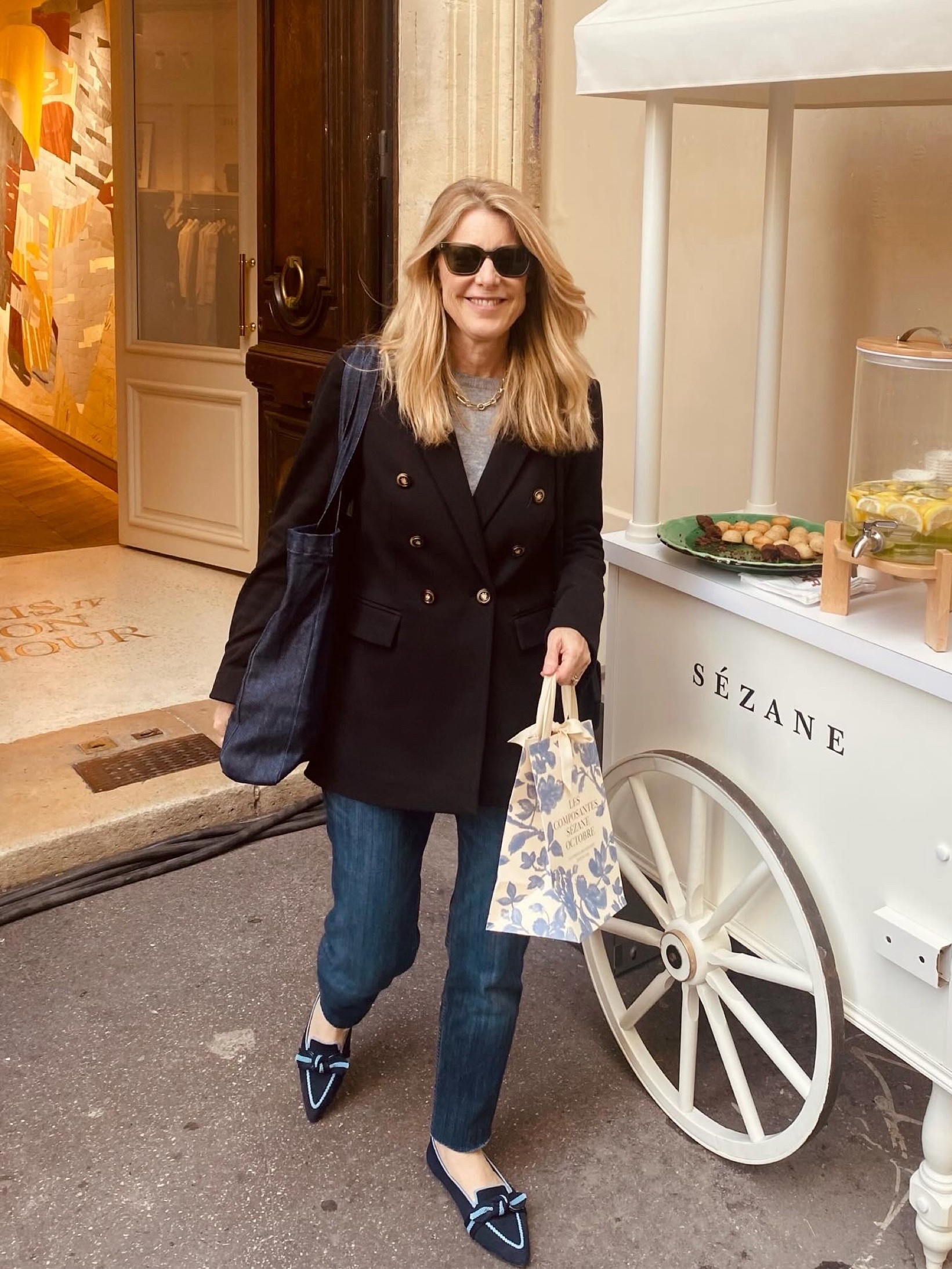 ✨My Loft blazer is on sale for $55! 
This is the blazer I wore on my recent trip to Paris. I love the double-breasted cut and the heavier weight kept me warm on a chilly fall day. Here I layered a cashmere sweater underneath. My shoes are Vivaia; I walked all over Paris in them. Shoe crush! 

#LTKover40 #LTKsalealert #LTKshoecrush