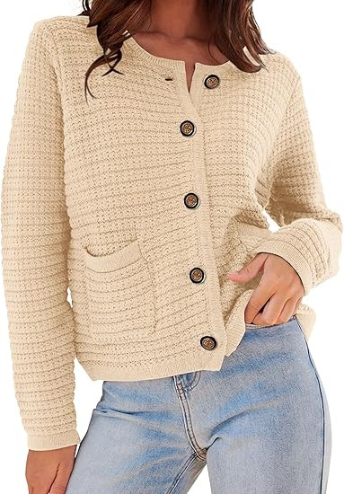 PRETTYGARDEN Womens 2023 Cardigan Sweaters Fall Open Front Button Down Long Sleeve Pockets Casual... | Amazon (US)