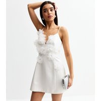 Women's White Floral Appliqued Satin Mini Dress New Look | New Look (UK)