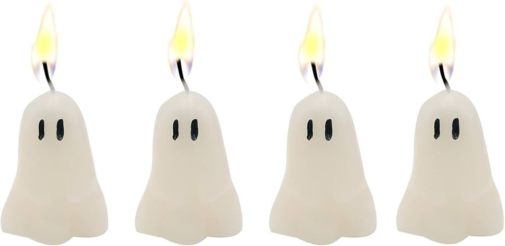 itechpanda 4 PCS Halloween Ghost Candles, Novelty Votive Ghost Candle, Cute Votive Candles for Fall Decor Thanksgiving, Spooky Candles Goth Gifts for Ghost Decor Party Bedroom Room Table Decorations | Amazon (US)