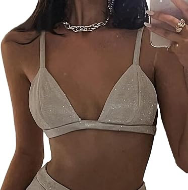 Velius Women's Sexy Metallic Sparkly Wide Leg Pants Trousers Clubwear | Amazon (US)