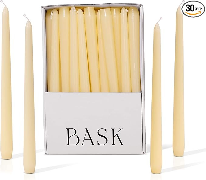 Bask 10-inch Taper Candles - Unscented and Dripless - Burns for 8 Hours - Home Decor for Dinner T... | Amazon (US)