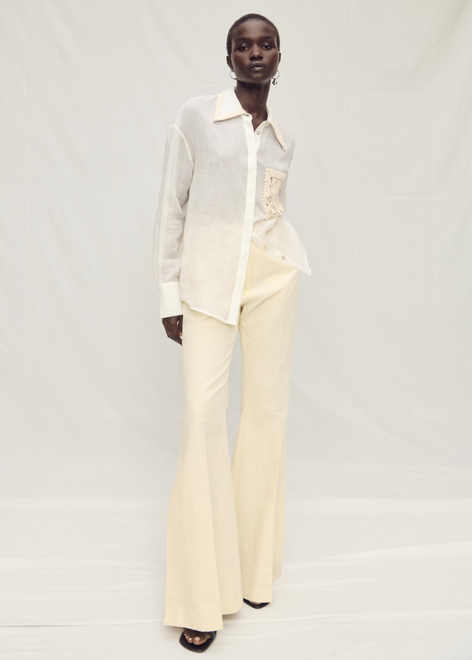 Ramie shirt with embroidered pocket - Women | MANGO USA | Mango (US/MX/AU)