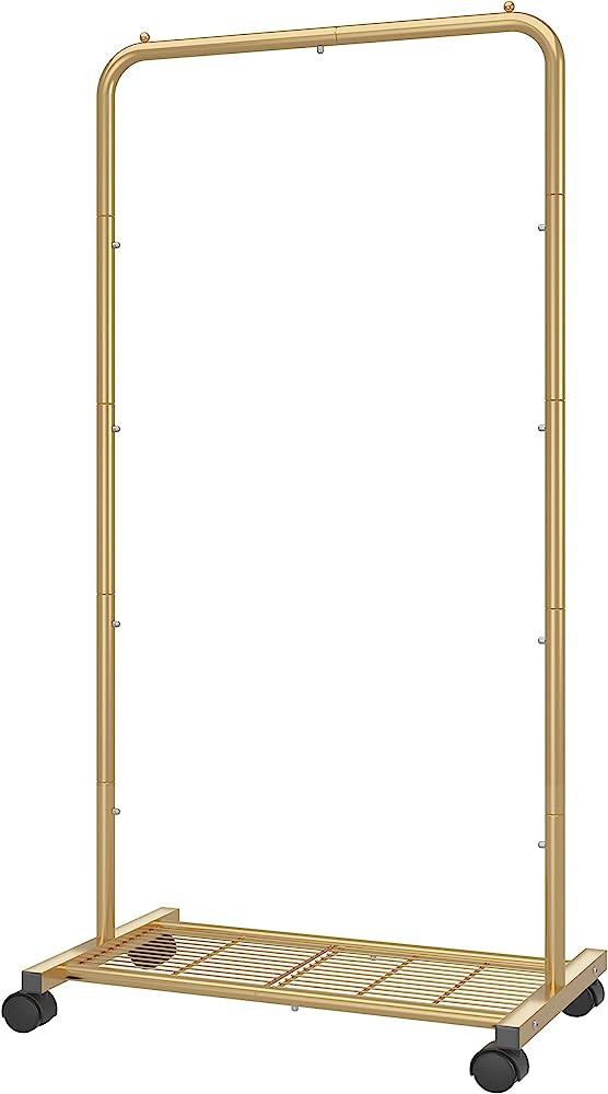 Simple Trending Standard Clothes Garment Rack, Clothing Rolling Rack with Mesh Storage Shelf on W... | Amazon (US)