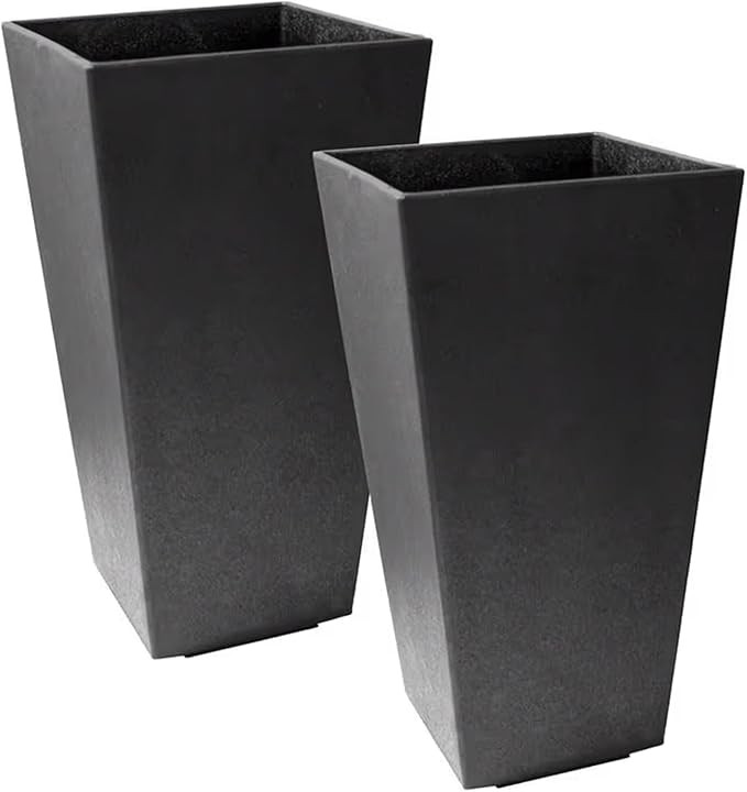 Tierra Verde 2-Pack Indoor & Outdoor Self-Watering Square Planters, Medium, Sonata, Black - Plant... | Amazon (US)