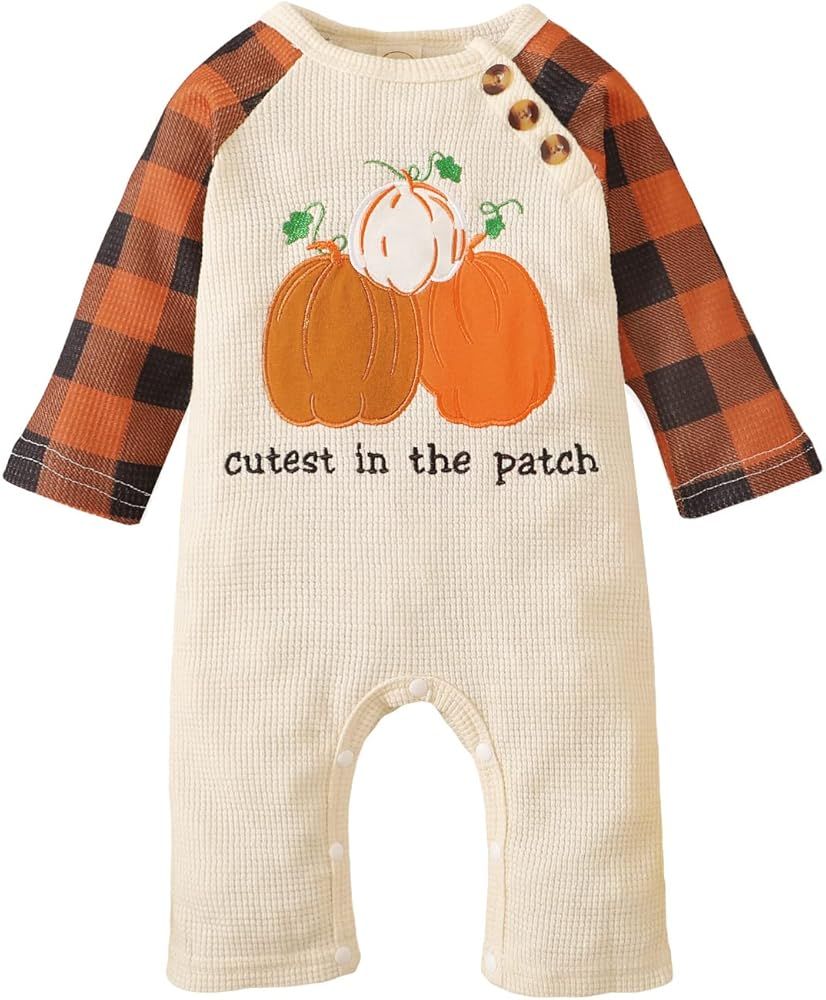 Baby Girl Boy Halloween Outfit Pumpkin Romper Jumpsuit Infants Halloween One Piece Outfits Fall C... | Amazon (US)