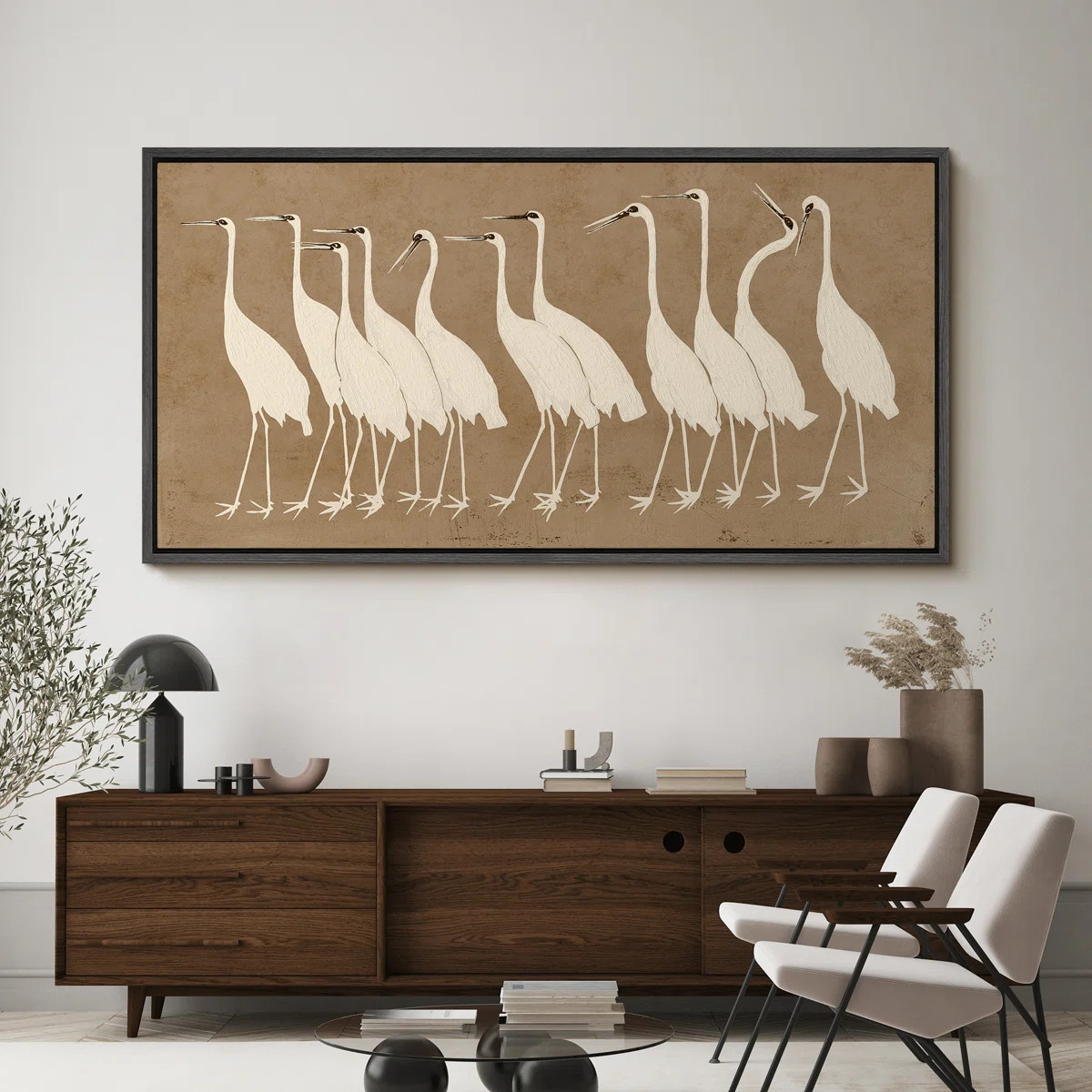 Brown Heron Bird Animal Vintage Retro Minimalist Extra Large Pictures Framed Canvas Print Wall Ar... | Wayfair North America