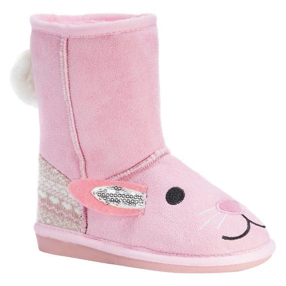 Toddler Girls' MUK LUKS Bonnie Pink Bunny Shearling Style Boots - Pink 9 | Target