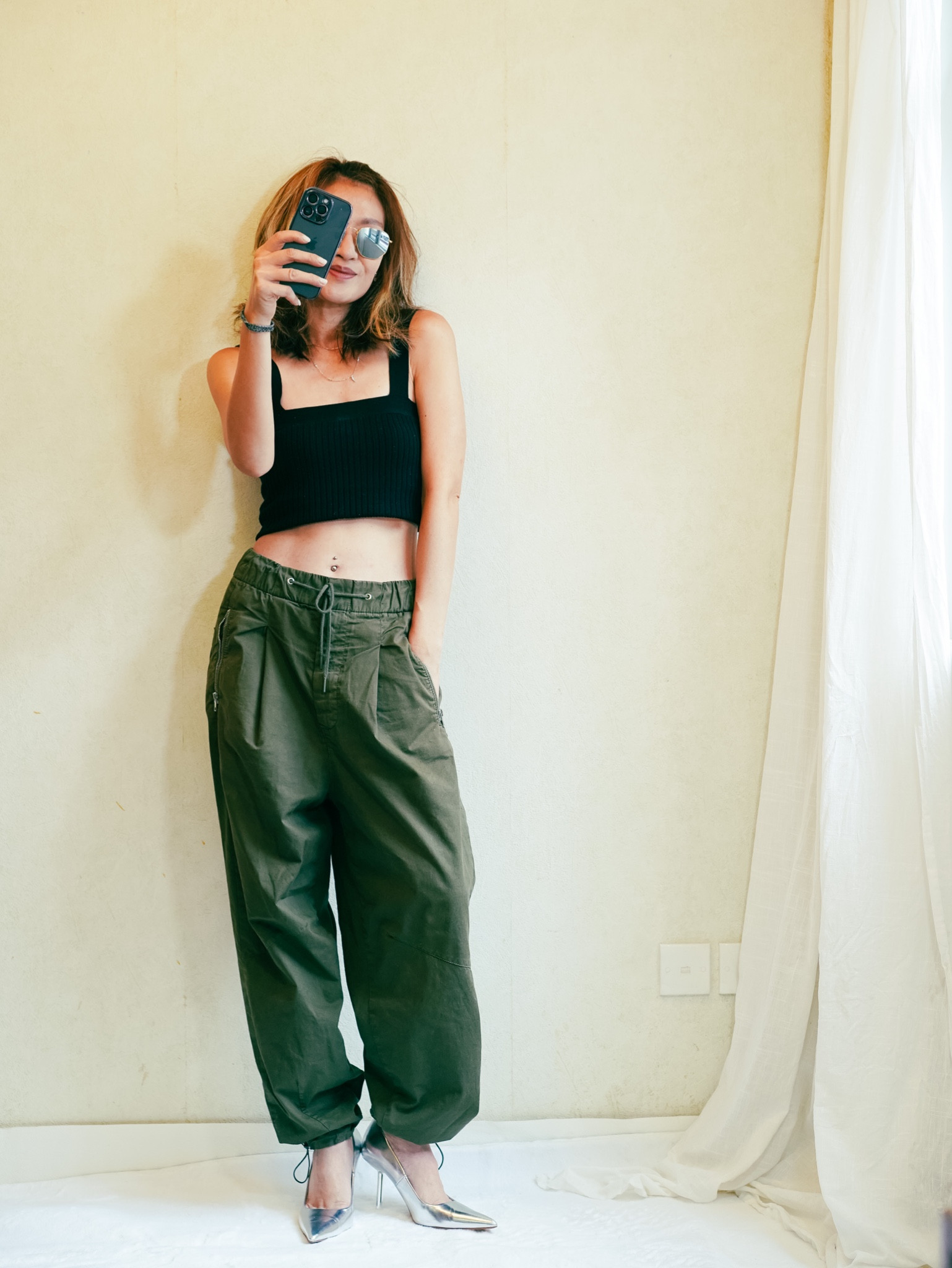 Really obsessed with this cargo pants recently!!!  Matching with silver high heels 💋

#blacktop #autumn #autumnoutfits 

#LTKstyletip #LTKAsia #LTKfindsunder50