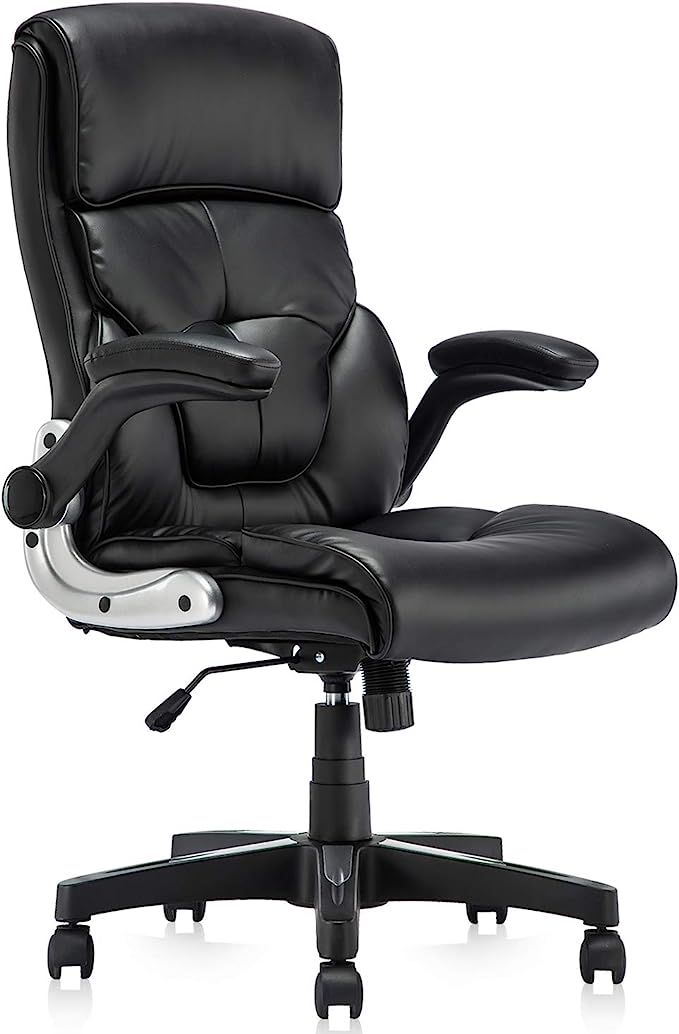 B2C2B Home Ergonomic Executive Office Chair,Leather Computer Desk Chair with flip up Arms,Wheels ... | Amazon (US)