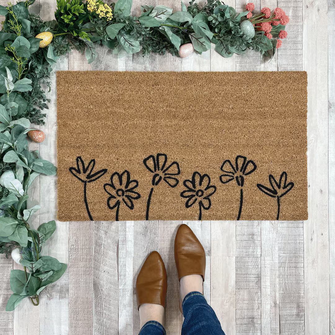 Flower Doormat, Floral Doormat, Spring Doormat, Door Decor Modern, Daisy Doormat, Modern Doormat,... | Etsy (US)