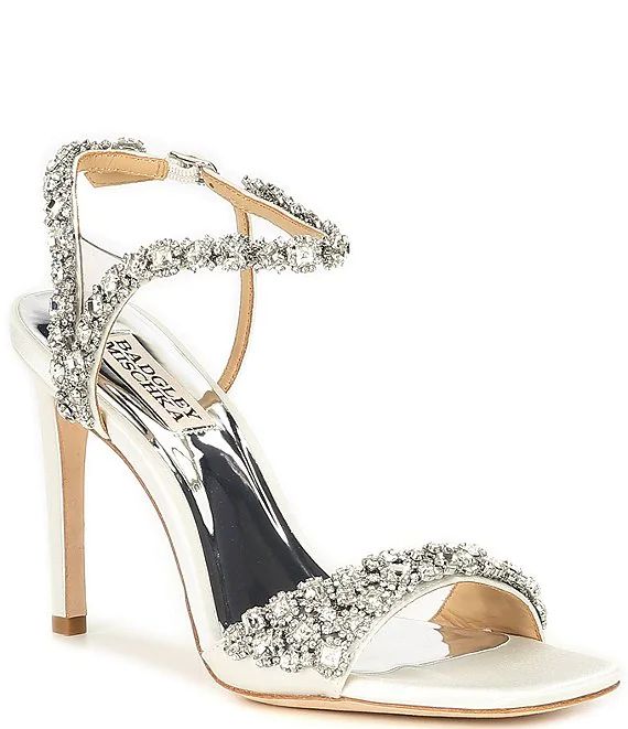 Galia Square Toe Crystal Jeweled Satin Dress Sandals | Dillards