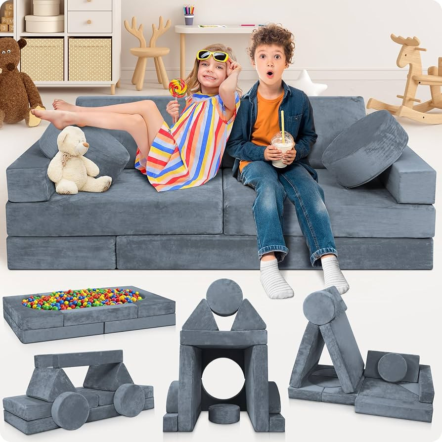Lunix LX15 14pcs Modular Kids Play Couch, Design-Patent Child Sectional Sofa, Fort-Play Bedroom &... | Amazon (US)