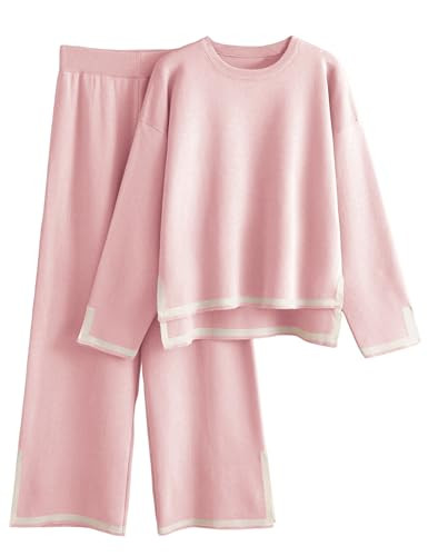 Tanming Women's 2 Piece Outfits Long Sleeve Knit Sweater Top Wide Leg Pants Lounge Sets Tracksuit... | Amazon (US)