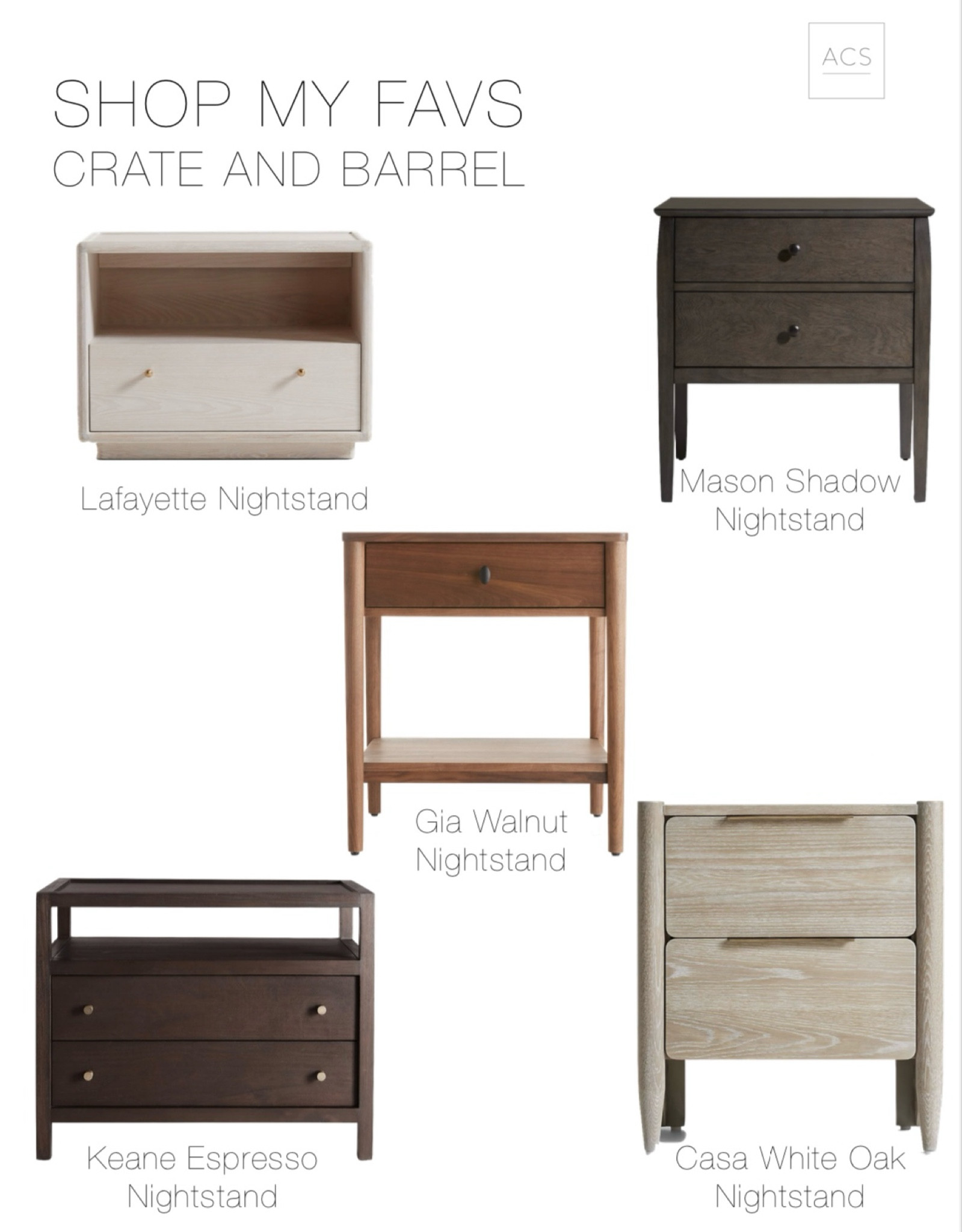 Shop my current favorite nightstands! All Crate + Barrel and vary in prices. An easy way to upgrade your space! 

#LTKHome