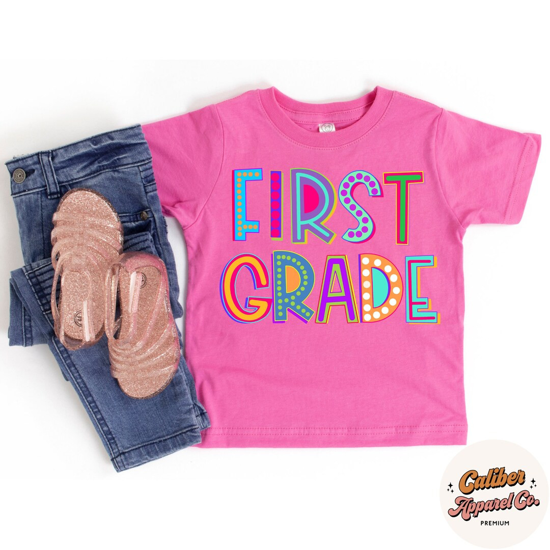 First Grade Girl's Shirt Retro Back to School Tee  - Etsy | Etsy (US)