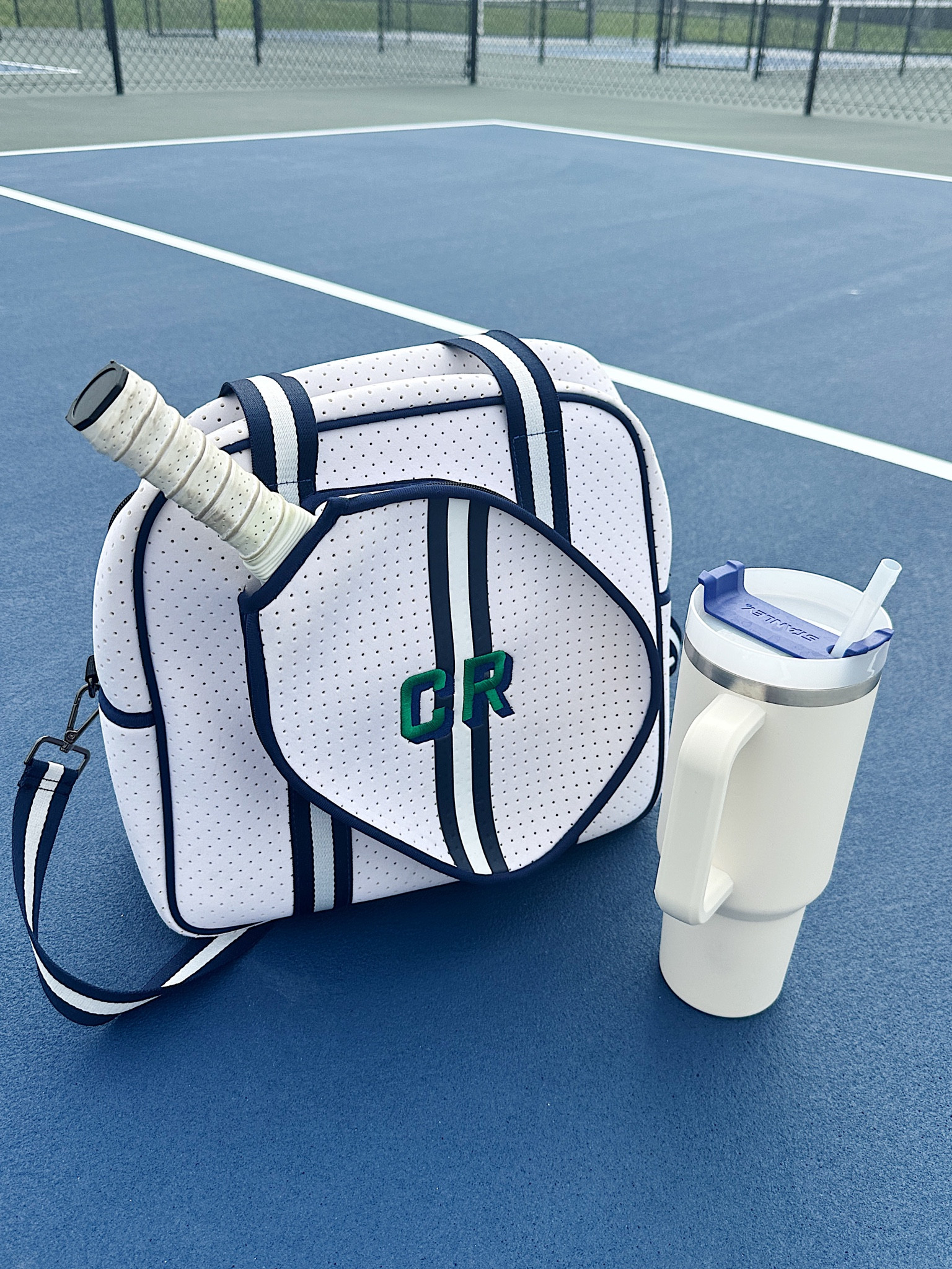 Monogrammed Pickleball / Tennis Bag - Sprinkled With Pink