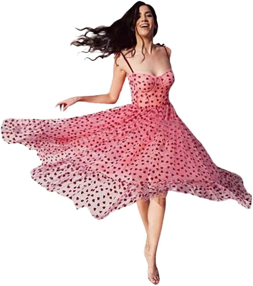 AABB Ladies Pink Dress Heart Sling Dress Princess Fairy Dress | Amazon (US)