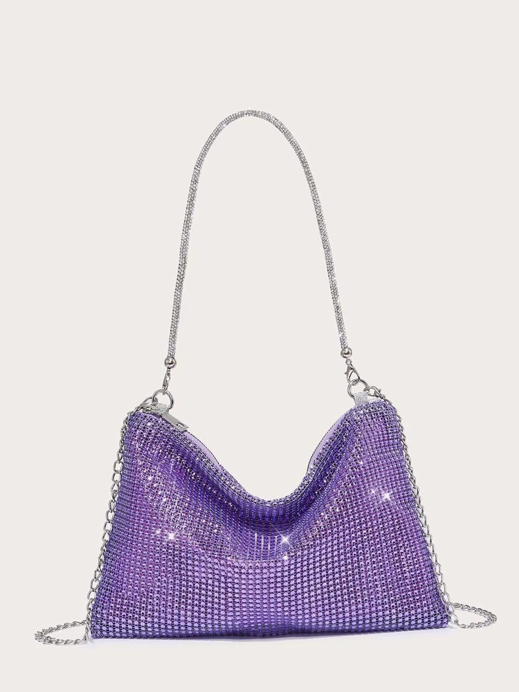 Rhinestone Decor Chain Baguette Bag | SHEIN