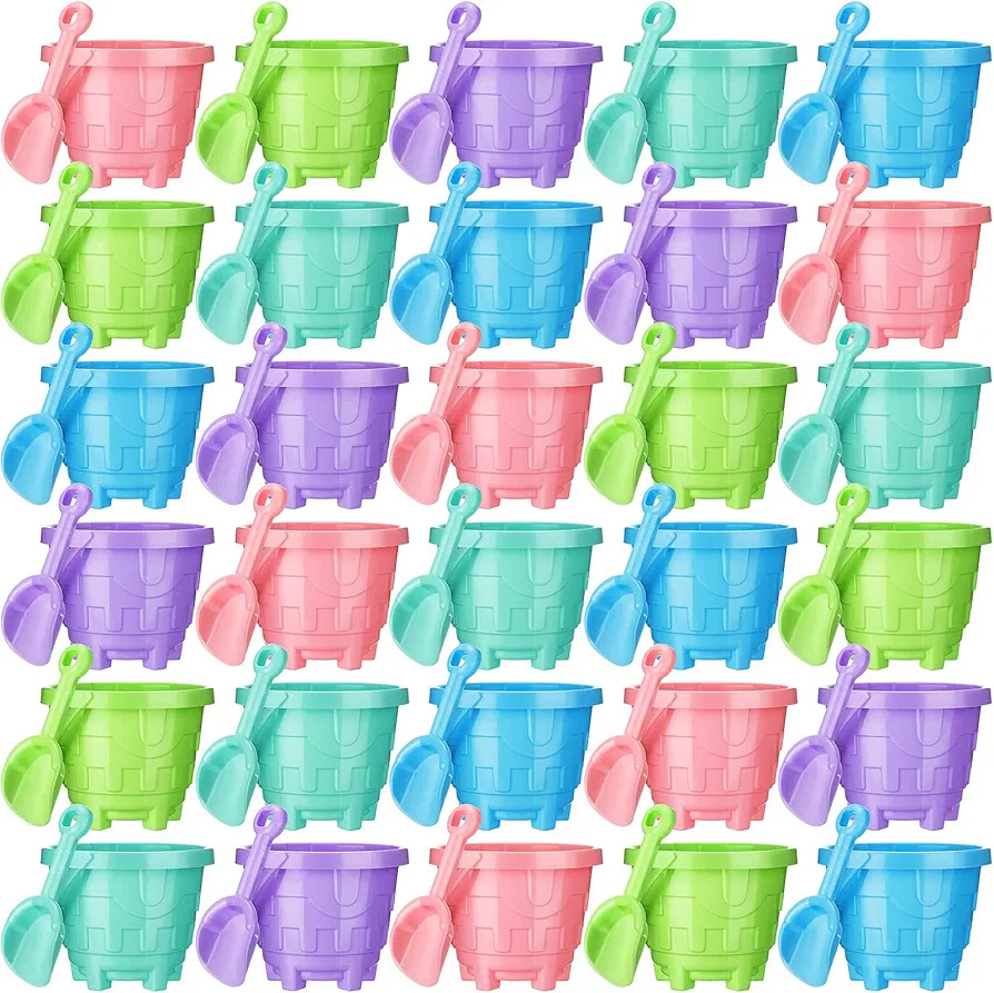 Sosation 60 Pcs Sand Buckets Bulk for Kids Easter Sand Buckets and Shovels for Kids 5.5 Inch Plas... | Amazon (US)