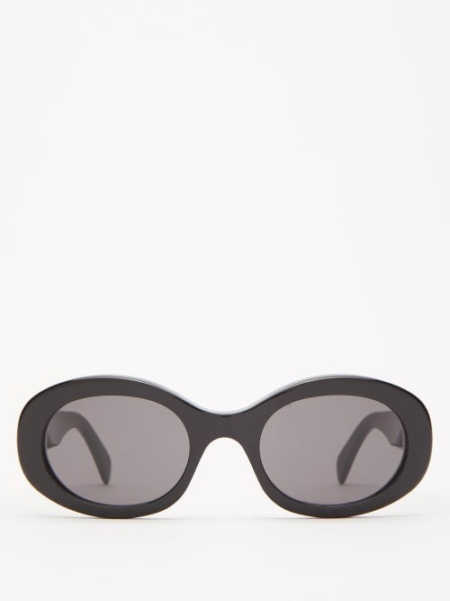 Celine Eyewear - Triomphe Oval Acetate Sunglasses - Womens - Black | Matches (UK)