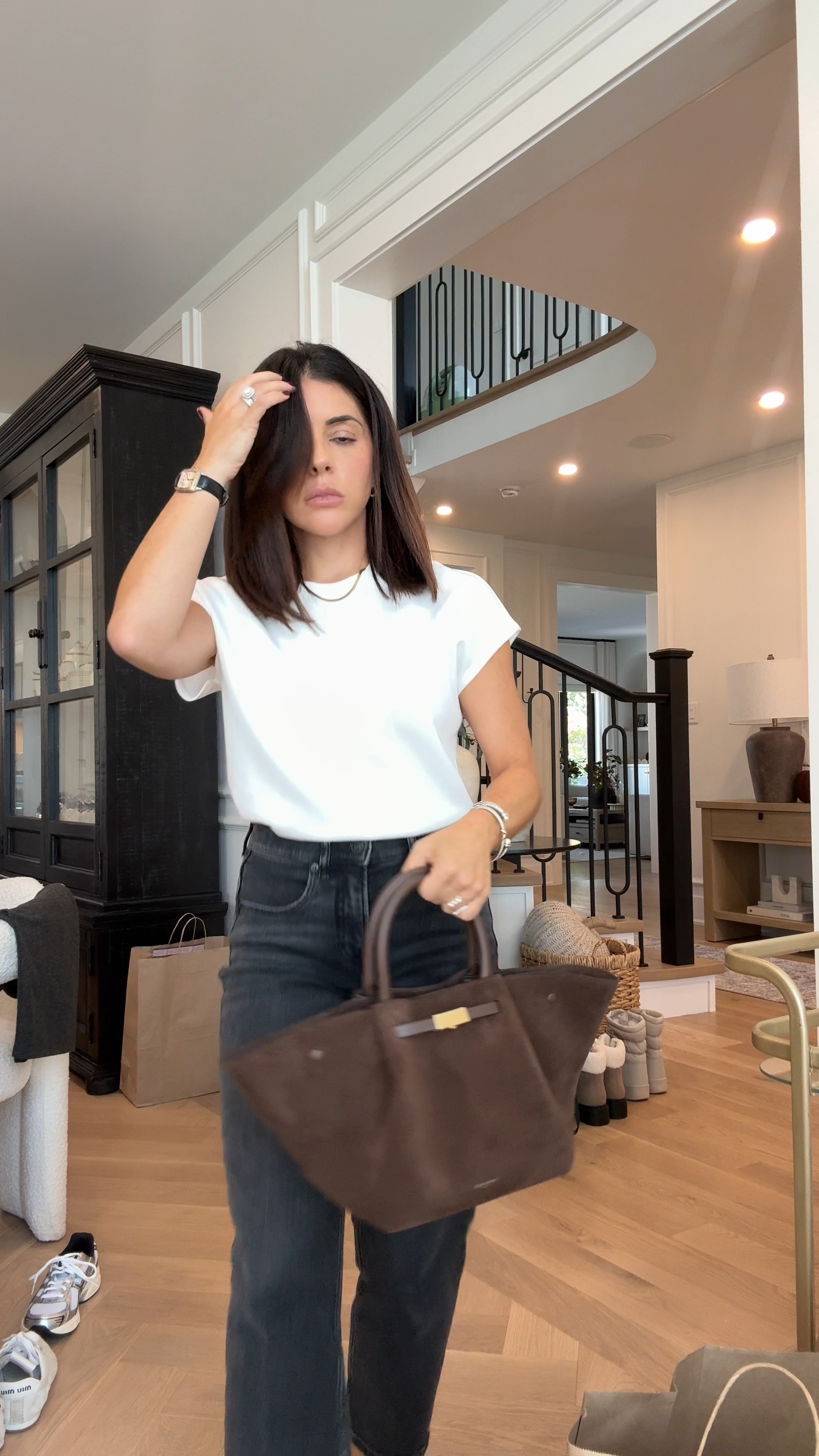 What I’m wearing - transitional fall 
Jeans - XS (code: a GIULIANIXSPANX )
Tshirt - from Spanx but don’t see it on their site anymore 
Flip flops are the Black Suede Studio Crystal. Code VANESSAG15 works on their site but can’t link here since they’re not on LTK 

#LTKcanada #LTKpetite