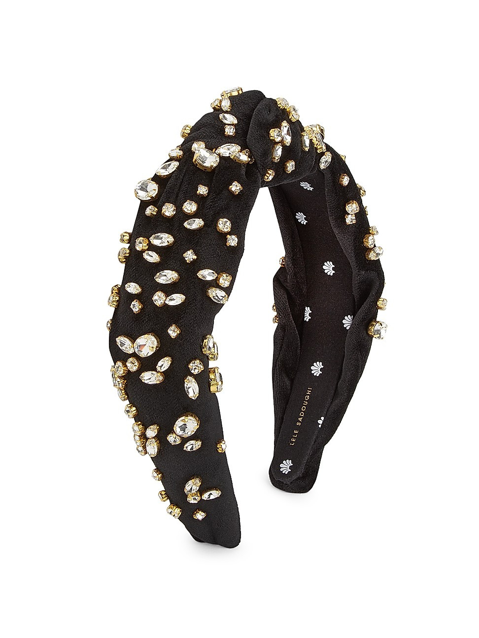 Lele Sadoughi Women's Jeweled Velvet Knot Headband - Black | Saks Fifth Avenue