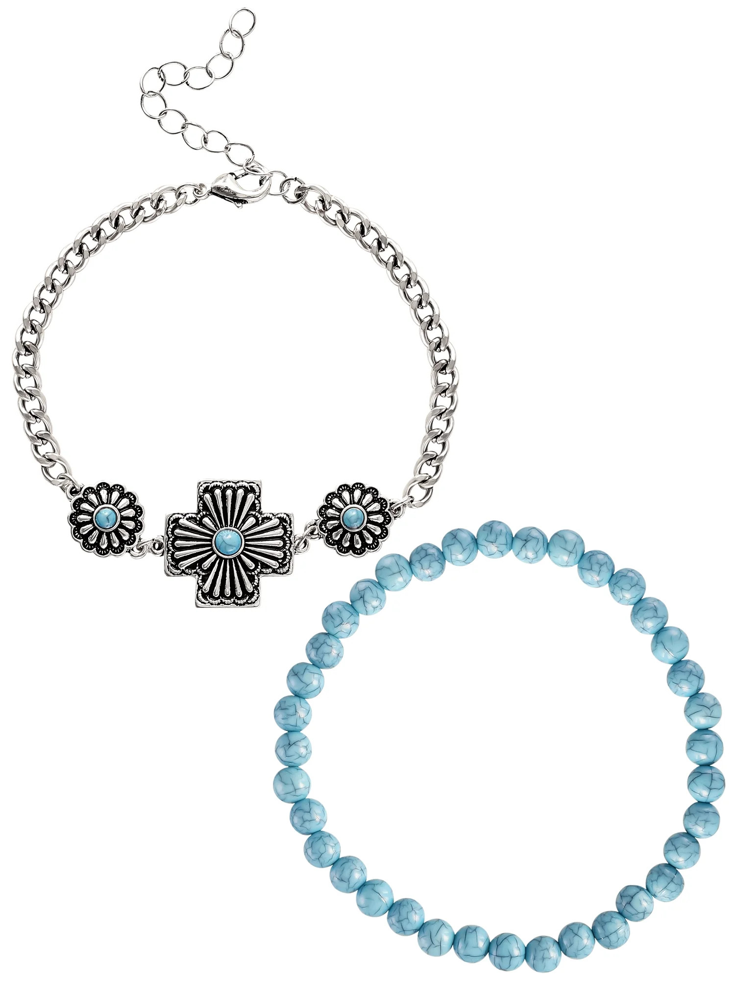 Jessica Simpson Women's, Faux Turquoise Stone Bracelet Set, Set of 2 | Walmart (US)