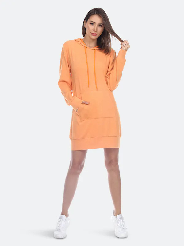 White Mark Women's Hoodie Sweatshirt Dress - Orange - M | Verishop