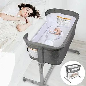 3 in 1 Baby Bassinet, Bedside Sleeper, & Playpen, Easy Folding Portable Crib (Grey)- KoolaBaby | Amazon (US)