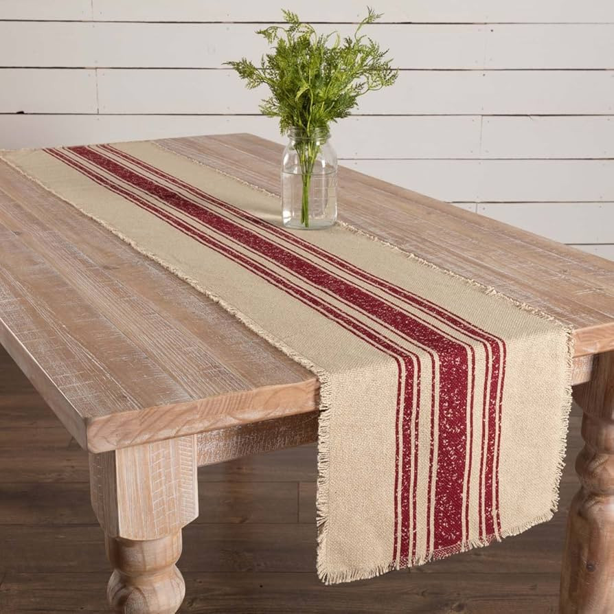Yuletide Burlap Red Stripe Runner 12x72 | Amazon (US)