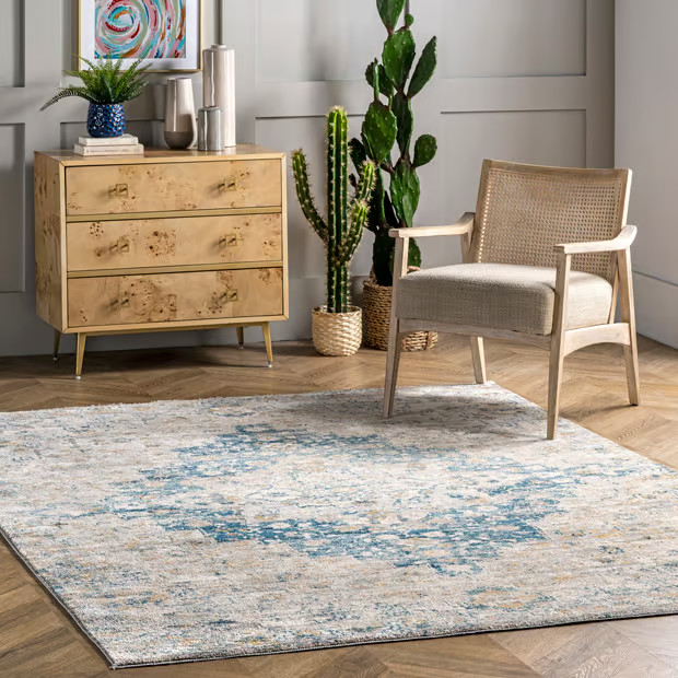 Blue Vintage Medallion Area Rug | Rugs USA