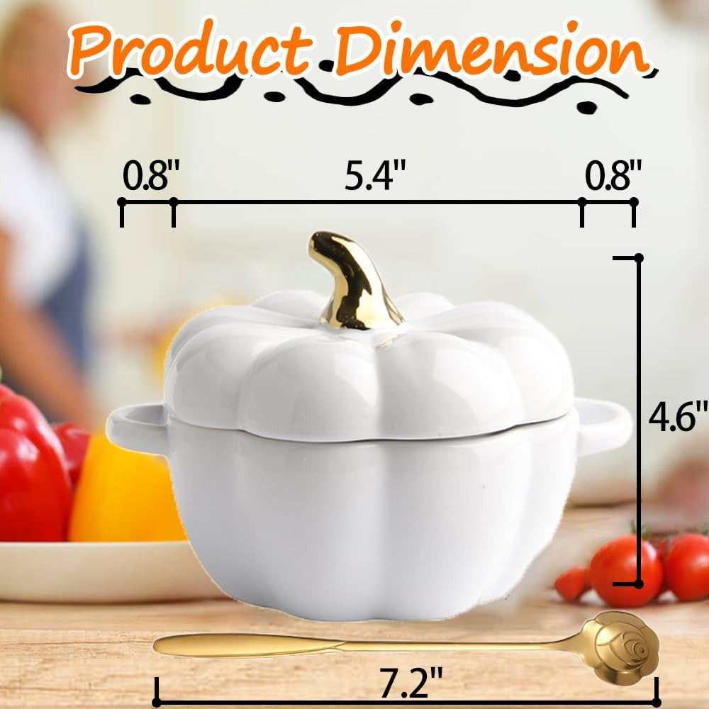 Fall Pumpkin Ceramic Bowl with Lid, 15 oz Microwave & Dishwasher Safe Pumpkin Soup Bowl with Hand... | Amazon (US)