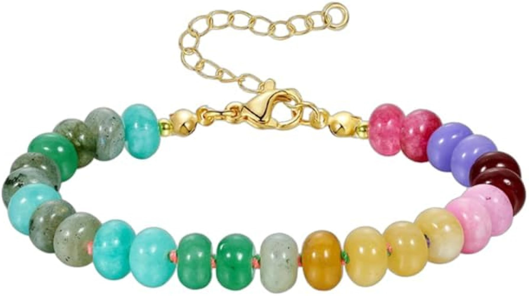 Colorful Beaded Bracelet For Women, Handmade Multicolor Natural Stone Bead Bracelets Fashion Pers... | Amazon (US)